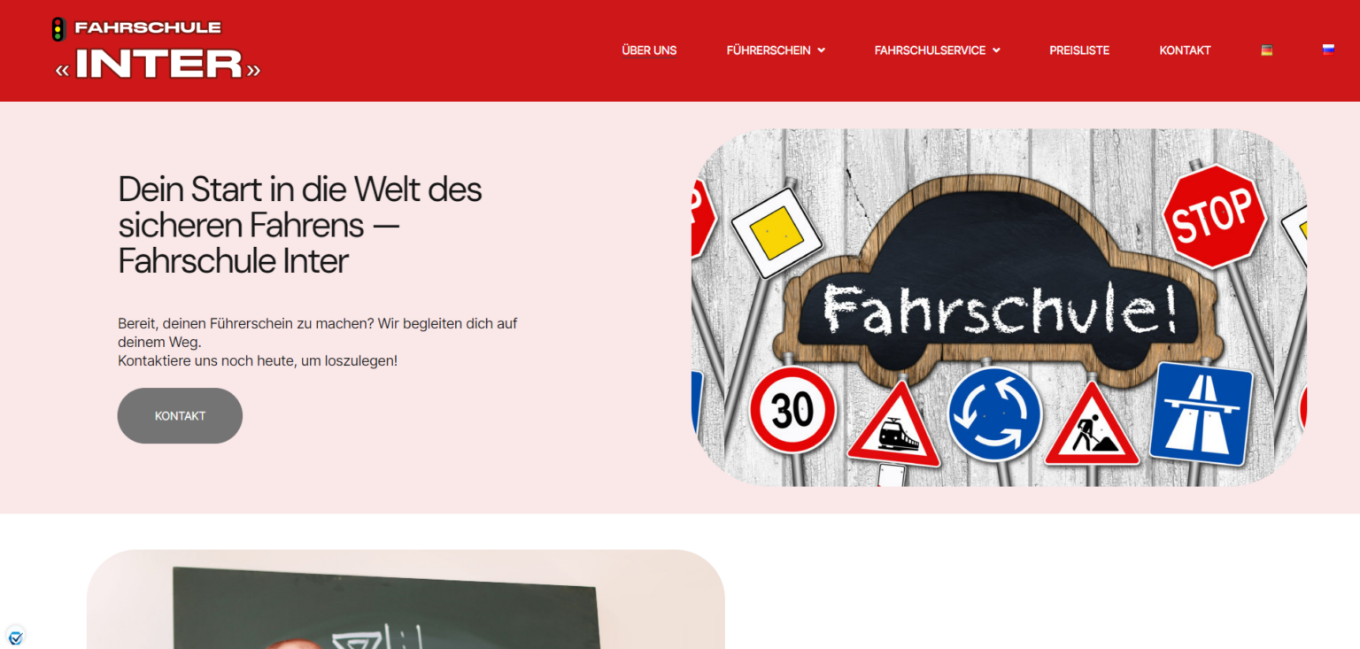 Website für Fahrschule