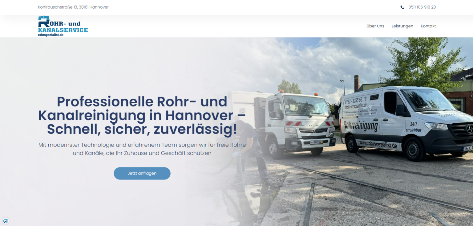 Website für Rohrreinigungsfirma