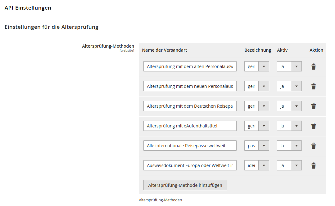 Fraspy Eistellungen